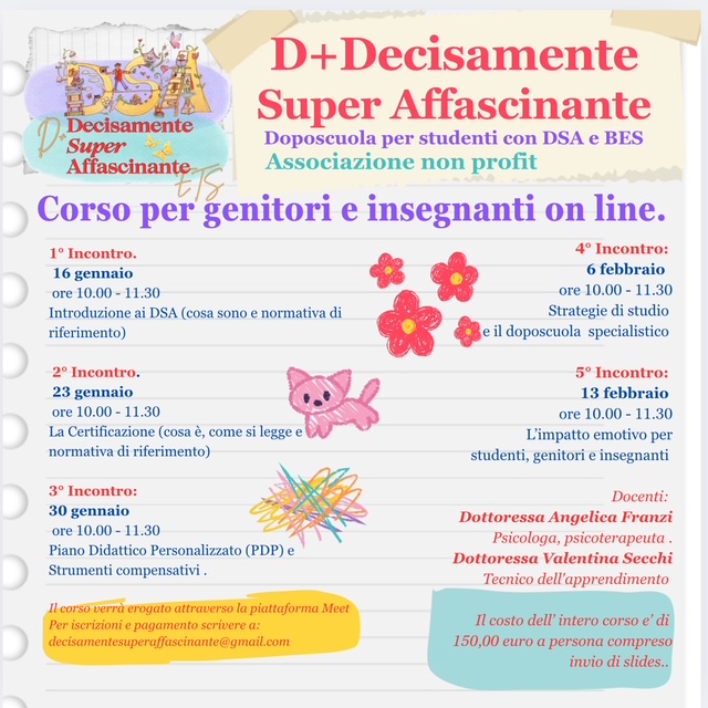 Il corso online sulla DSA per i genitori di D+DSA